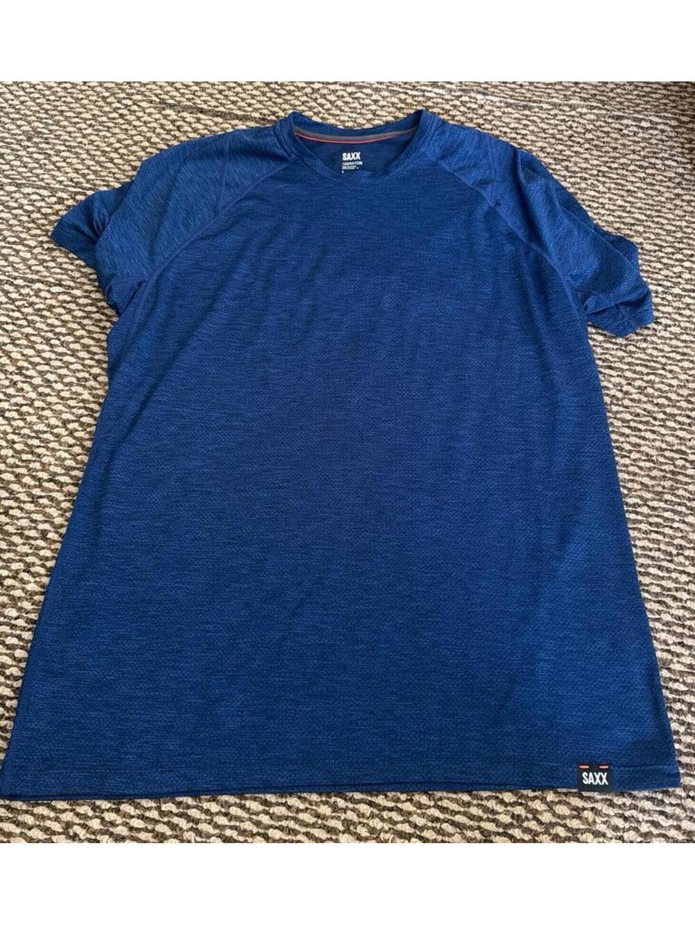 SAXX Aerator T-Shirt Mens Size Large  Blue Athletic Performance Polyester